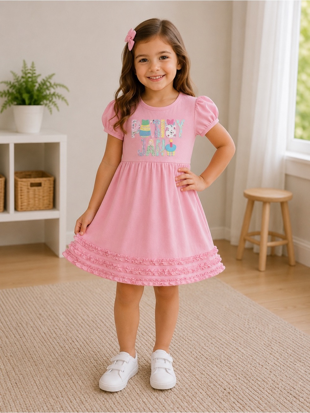 Pink “Paisley Jane” Birthday Dress with Ruffle Hem